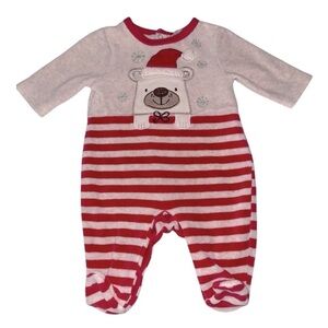 Vintage Zip Zap Baby Christmas Polar Bear Velour Sleeper